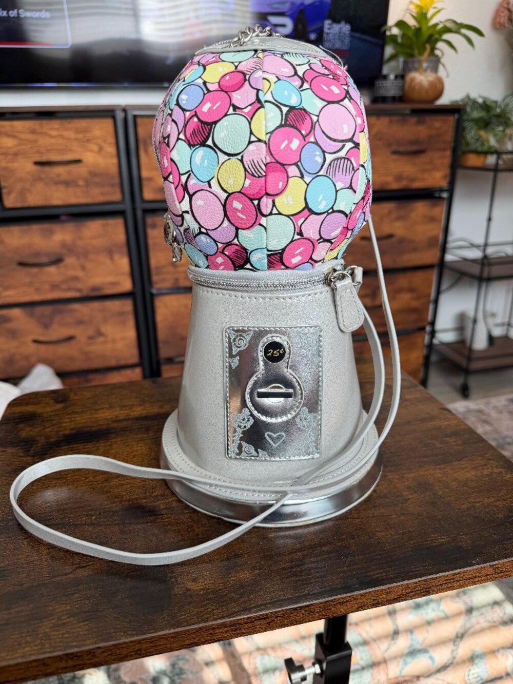 Betsey Johnson Gotta Getta Gumball Machine Silver Crossbody Bag